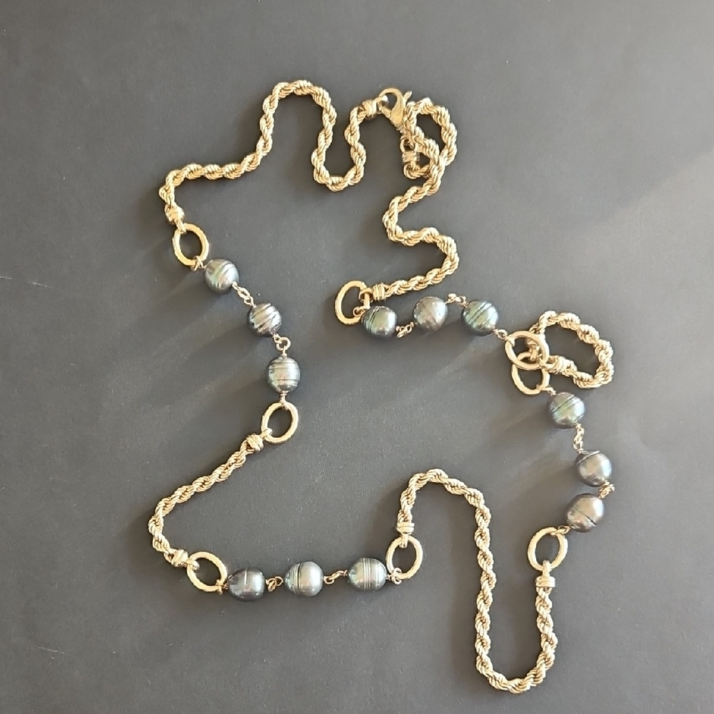Honora Italian Bronze And Gray Pearl Necklace